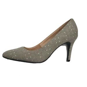 Kelly & Katie Gray Canvas Pumps Heels Shoes Pin Dots Women Size 8